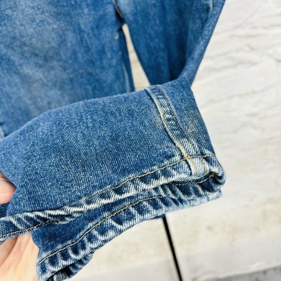 Vintage Levis 505 Jeans 32 Blue 90s Workwear Dark Wash Straight Leg Faded - Picture 4 of 6